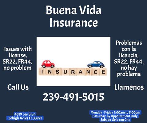 Need Insurance we are here to help.
Necesita seguro, estamos aqui para ayudarle.