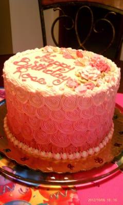 Pink Ombre cake. I showed Anne Louise a picture of what I wanted and she made it EXACTLY how I wanted it! It was beautiful.