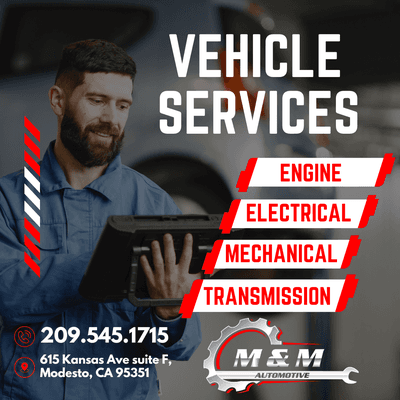 Comprehensive vehicle repair: transmission, electrical, engine, and mechanical services at M&M Automotive. Visit mmauto.net for details.