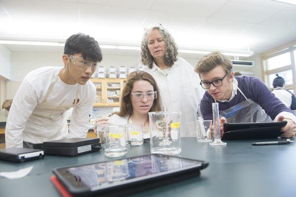 AP science courses are offered in the Upper School.