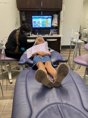 My daughter getting ready to get her two fillings