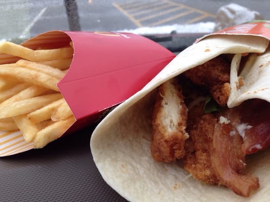 Chicken wrap and fries. Was ok. I think it sat around awhile under the heat lamps.