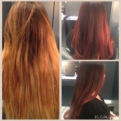 Corrective color and cut. Before and after.