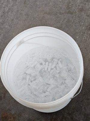 Bucket full of ice water to enjoy out on the patio