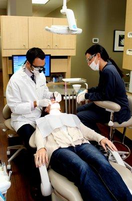 Towson dentist Dr. Charlie Ward performing dental treatment on a patient