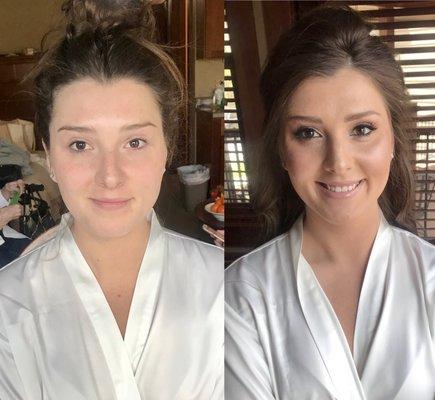 Bridal makeup before and after