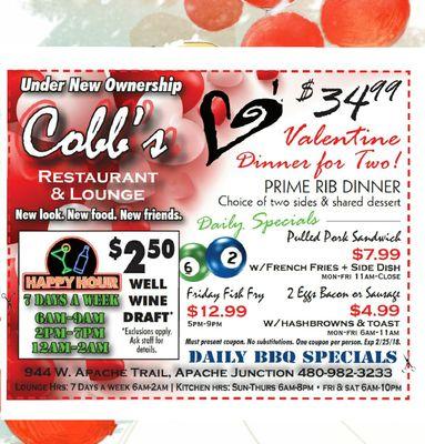 Cobb's as a Valentine's Day Dinner Special!