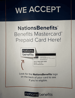 We accept OTC and all Benefit cards