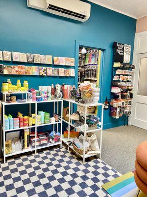 A corner of our store with products and gift items.