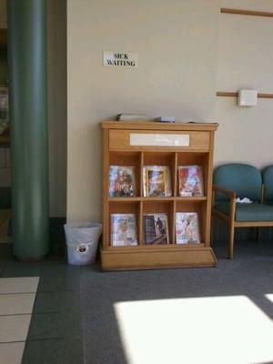 They have separated waiting areas for sick and well visits.