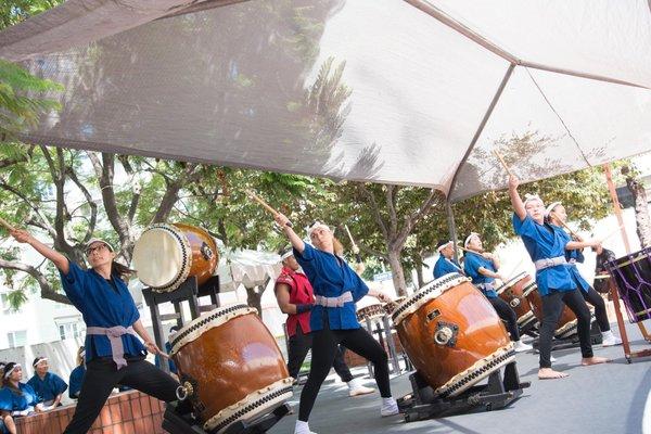 We perform regularly at community events such the Nisei Week Festival's Taiko Gathering.