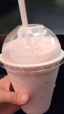 Small strawberry and vanilla milk shake