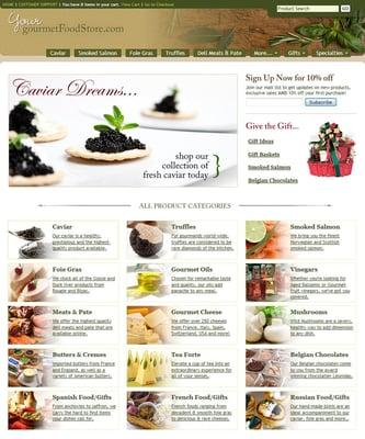 E-commerce website for Your Gourmet Food Store, Fort Lauderdale, FL.