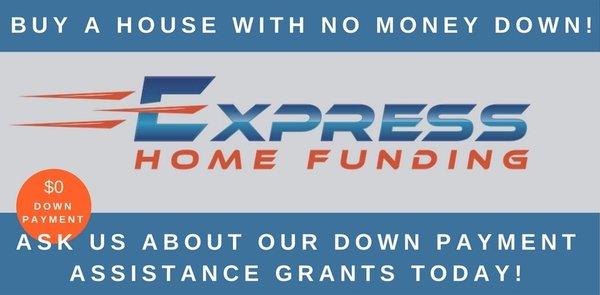 Free money towards your new house. Never have to pay back a cent through our Down Payment assistance grant.