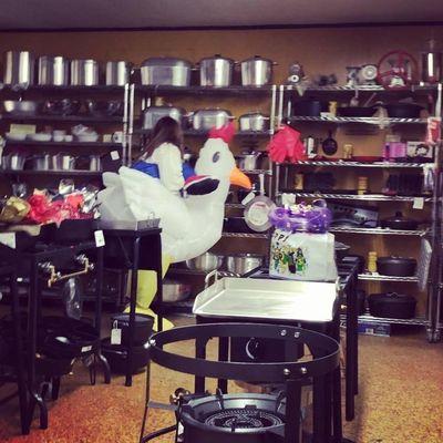 A little sample of our showroom, yeah we chase chickens every Mardi Gras! ‍