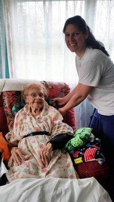 Amanda Hood, Owner, with an Elderly Client