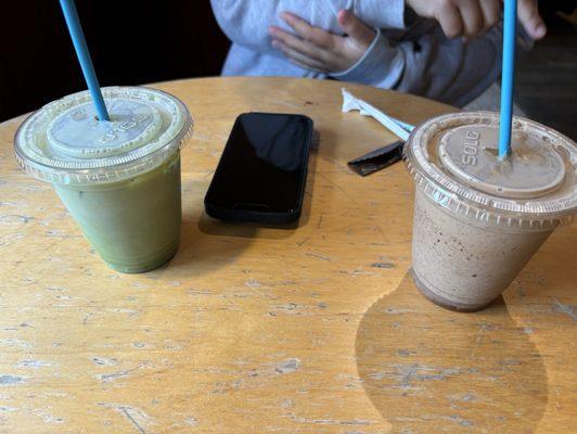 Green tea and mocha