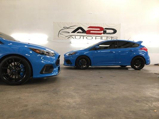 2 brand new Ford Focus RS tinted and roof vinyl wrapped.