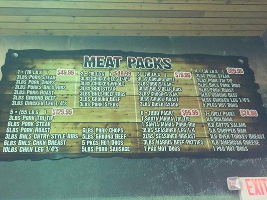 Meat Pack menu and prices.