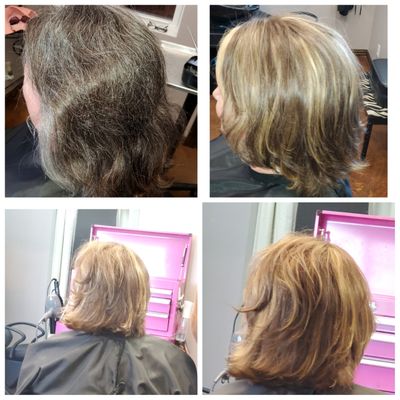 From natural to youthful highlighted bouncy hair