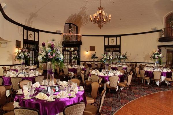 A beautifully decorated wedding reception in our Grand Ballroom!