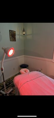 Infrared light therapy included with all services, encouraging blood flow to needed areas, and warming from the inside out.