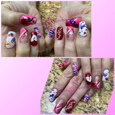 #valentinesnailart #nailart #nailsalonnearme #nails #nailideas #freehandnailart #nailaddict #acrylicnails