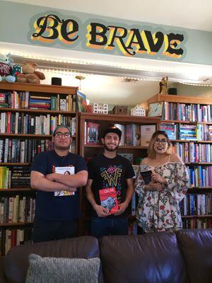 What do friends do in El Paso on a sunny Sunday afternoon? Diego, Christian and Cely spending some quality time at Brave Books!