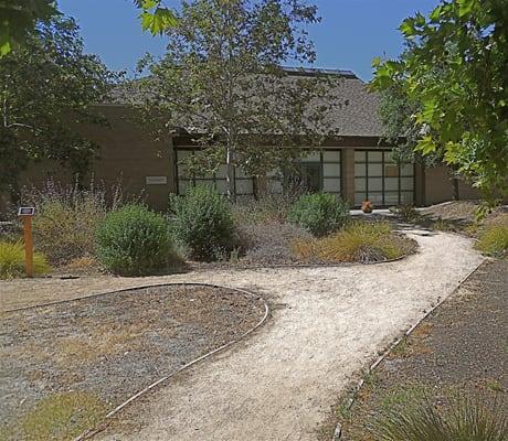 Pathway to the Fellowship Hall, where receptions and other large events are held.