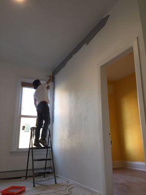 First step Cutting the Walls before painting the whole walls