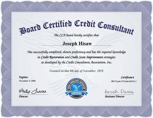 Board Certified Credit Consultant