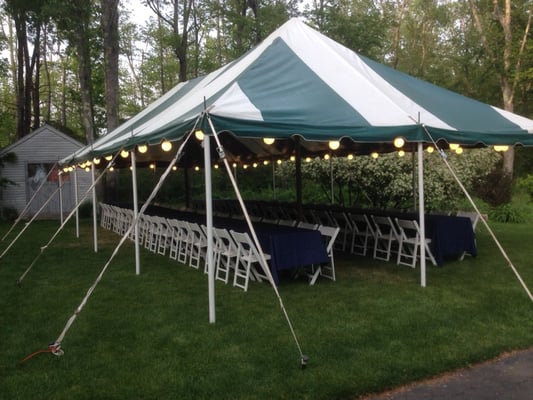 20x40 Rectangular Table Package with garden chairs plus lights.