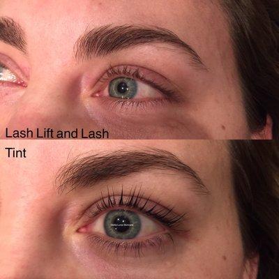 Before and after lash lift and tint!