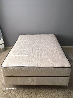 Full size mattress and box spring from Fresno Mattress Factory.