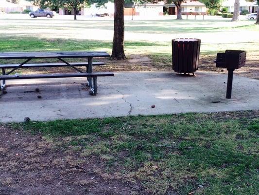 3 picnic tables with grills