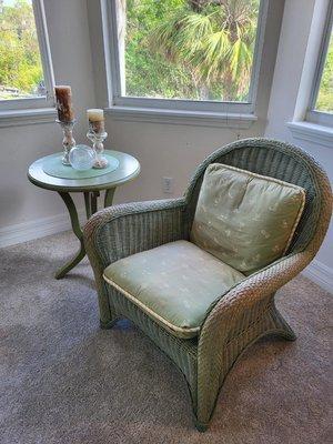 accent chair and table