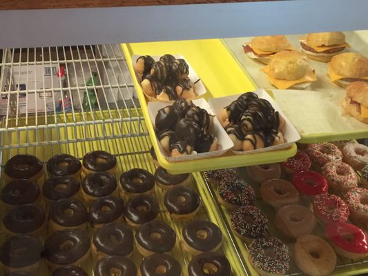 Yumminess! Yes, those are doughnut holes drizzled in chocolate.