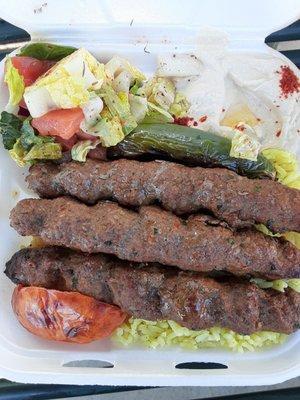 3 Beef Lula Kabob Combo Plate