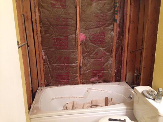 Old bathroom tiles removed