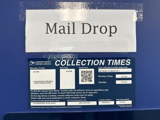 Mail Collection Times