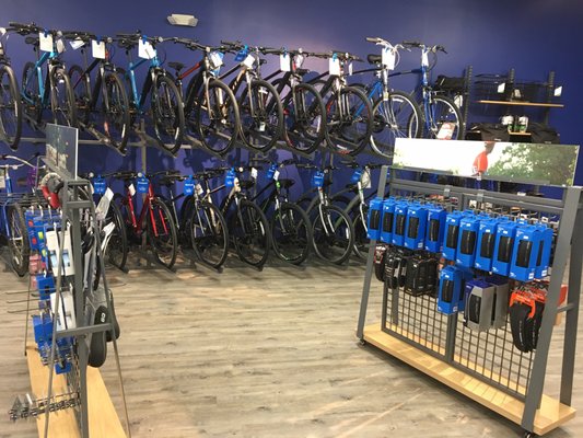 Road hybrids, trail hybrids, commuters, cruisers, comfort bikes, and etcetera! We have the right bike for you, in the right size for you.