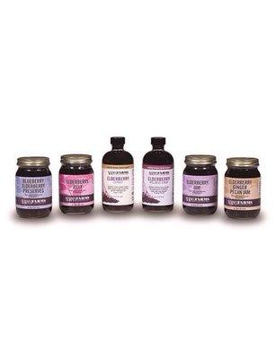 The Norm's Farms sampler pack has pure extract, wellness syrup, a flight of jams, jellies, and preserves; made of elderberries.