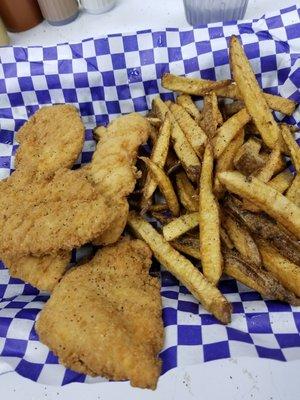 Chicken tenders an fresh cut Fries