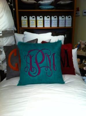 Beautiful calf hair monogrammed pillows! I just love this store. Gorgeous pieces for your home and great gifts for others