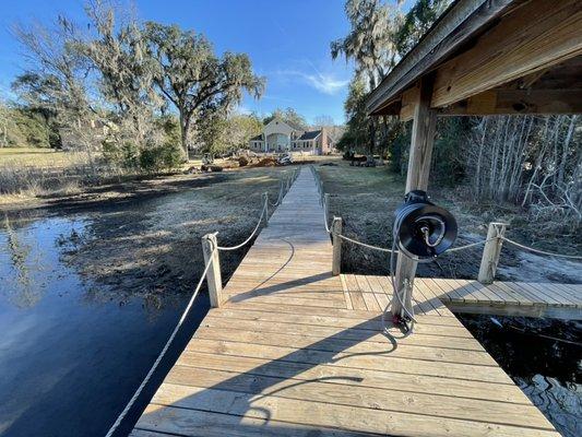 Outdoor faucet installed on dock