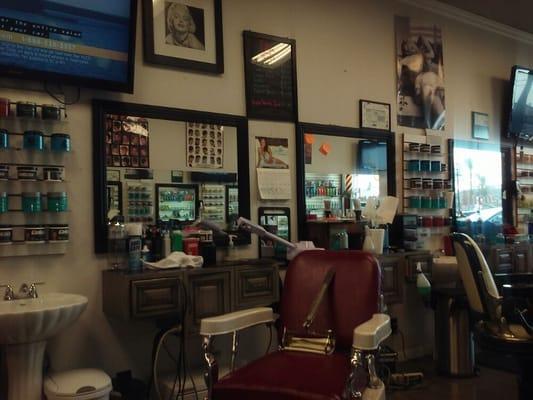 Traditional barbershop with a touch of modernism.