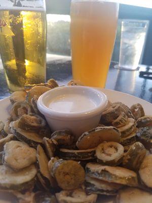 Fried Pickles, Jalapenos and cold beer started the evening with a yum!