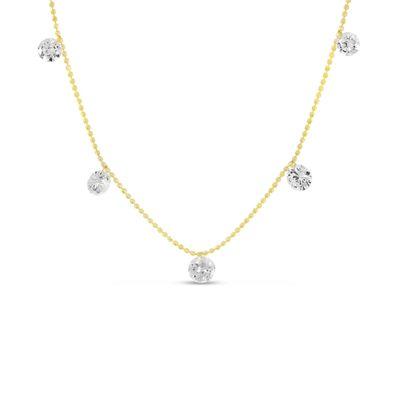 14K YELLOW GOLD DASHING DIAMONDS 5 STONE NECKLACE