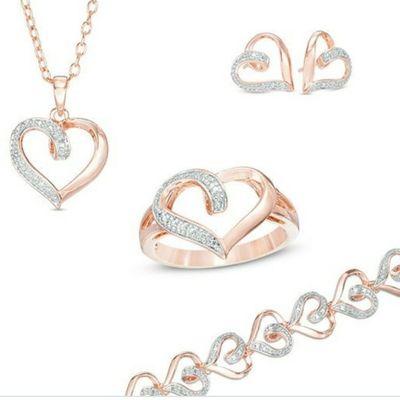 Stunning 10k Rose Gold Sterling Silver and Diamond Sets!