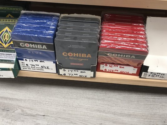 Different kinds of COHiBAS available in humidor